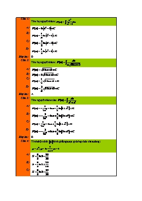 Bài tập Tích phân Lớp 12 - Phần 5